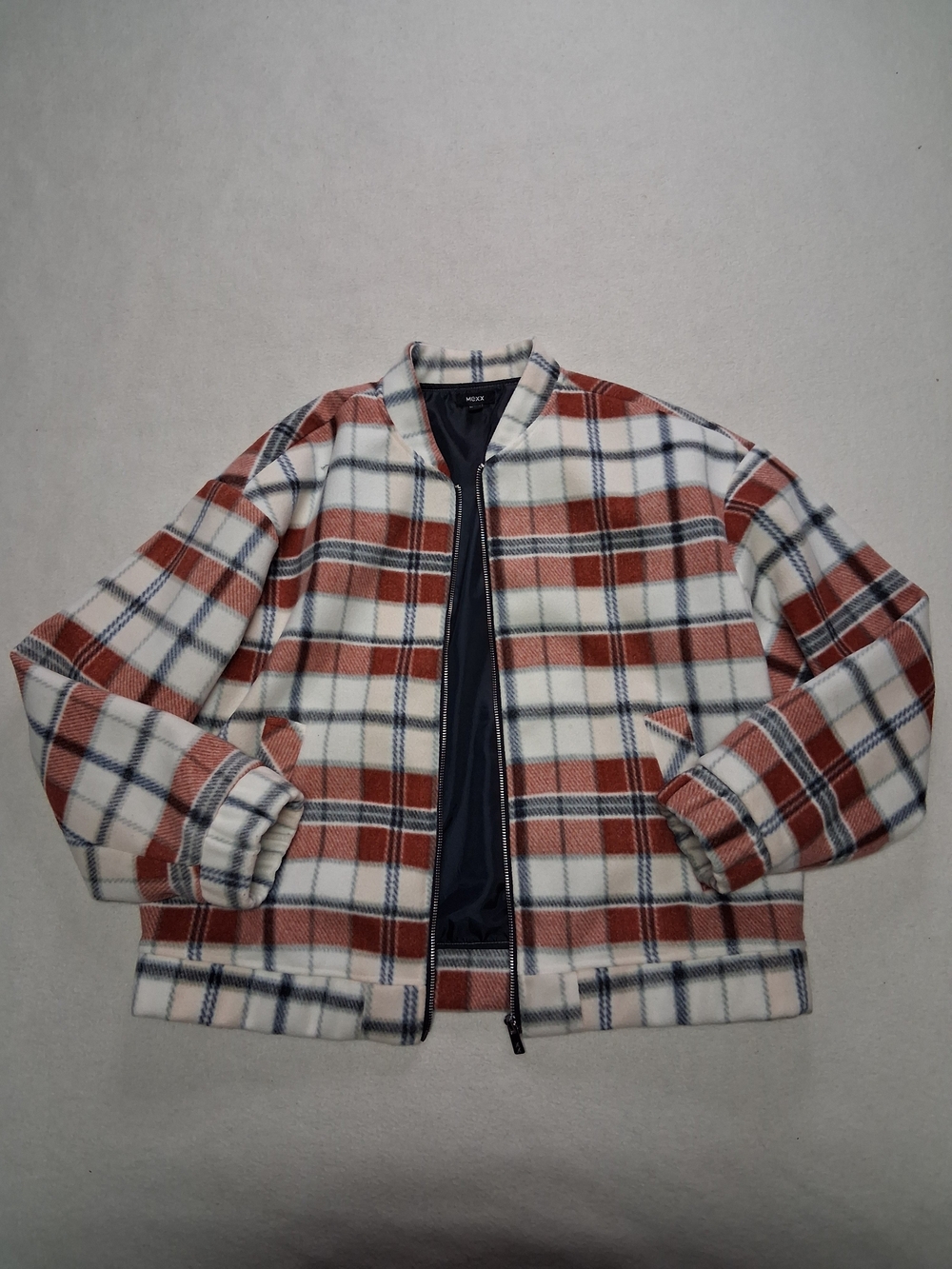 Mexx Plaid Bomber Jacket - Rust, Navy, White